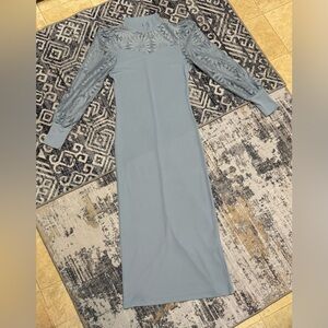 Gorgeous Blue Lace Sleeve Dress Small NEW